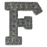 Iridescent Letter F Iridescent Rhinestone Iron On Patch