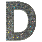Iridescent Letter D Iridescent Rhinestone Iron On Patch