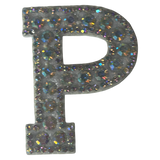 Iridescent Letter P Iridescent Rhinestone Iron On Patch