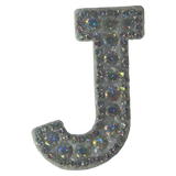 Iridescent Letter J Iridescent Rhinestone Iron On Patch