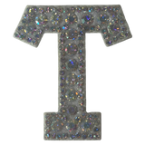 Iridescent Letter T Iridescent Rhinestone Iron On Patch