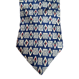 Blue Geometric Square and Diamond Tie