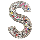Letter S Multicolor Rhinestone Iron On Patch