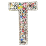 Letter T Multicolor Rhinestone Iron On Patch