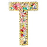 Letter T Multicolor Rhinestone Iron On Patch