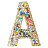Letter A Multicolor Rhinestone Iron On Patch