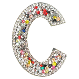 Letter C Multicolor Rhinestone Iron On Patch