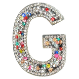 Letter G Multicolor Rhinestone Iron On Patch