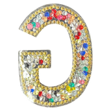 Letter G Multicolor Rhinestone Iron On Patch