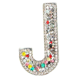 Letter J Multicolor Rhinestone Iron On Patch
