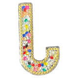 Letter J Multicolor Rhinestone Iron On Patch