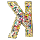 Letter K Multicolor Rhinestone Iron On Patch