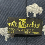 Navy Blue and White Bison Tie