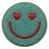 Light Blue Smiley Iron On Patch