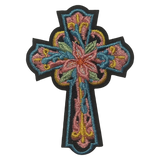 Multicolor Floral Cross Iron On Patch