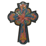 Multicolor Floral Cross Iron On Patch