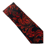 Black and Red Floral Swirl Tie