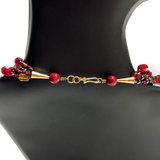 Red and Gold Multi-Strand Glass Bead Layered Necklace