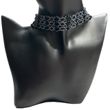 Blue Gray and Black Beaded Choker Necklace