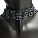 Blue Gray and Black Beaded Choker Necklace