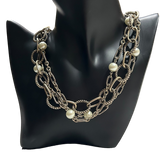 Premier Designs Brass and Faux Pearl Bellissimo Triple Strand Necklace