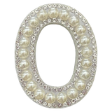 Letter O White Faux Pearl Iron On Patch