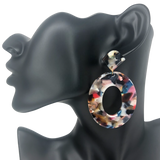 Dark Multicolor Large Oval Hoop Drop Earrings