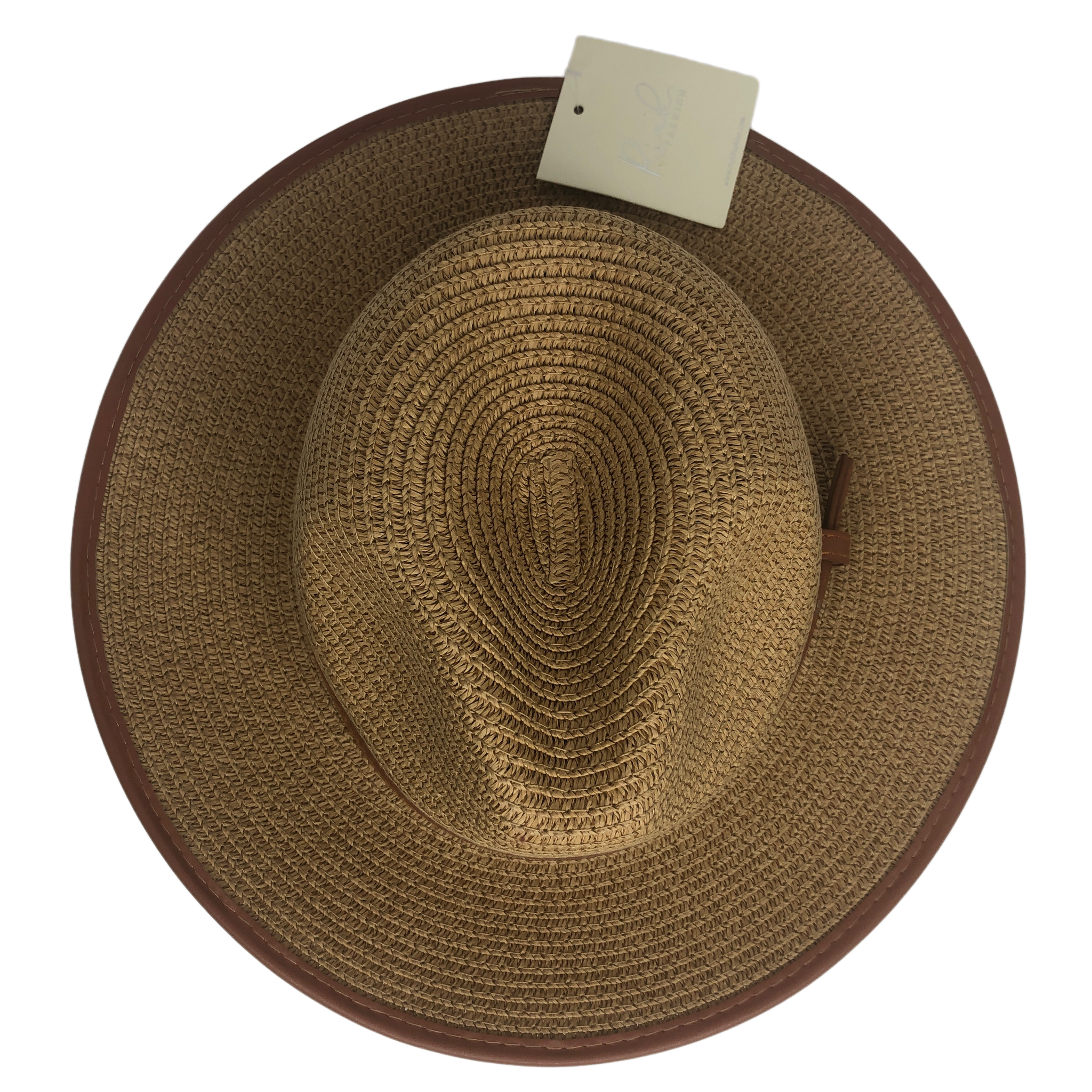 Riah Fashion Tan Straw Woven Fedora Freya X King Ranch Hand Woven Straw Hat – King Ranch Saddle Shop main image 4