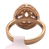 Gold Teardrop Rhinestone Statement Ring - Size 6