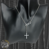 Silver Infinity and Cross Y Necklace