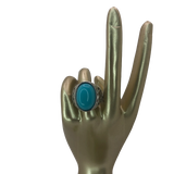 Silver Boho Ring with Light Blue Stone - Size 6.5
