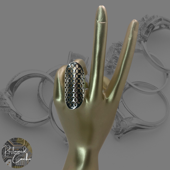 Silver Long Boho Ring - Size 6.5