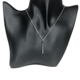 Silver Drop Bar Charm Necklace