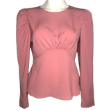 Express Mauve Seamed Puff Sleeve Top - Size Extra Small (XS)