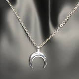 Silver Crescent Charm Necklace