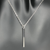 Silver Drop Bar Charm Necklace