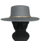 Riah Fashion Gray Boater Hat