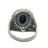 Silver and Black Rhinestone Statement Ring - Size 10