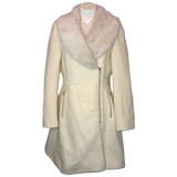 INC International Concepts Cream Faux Fur Wool Coat - Size Medium