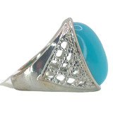 Silver Boho Ring with Light Blue Stone - Size 6.5