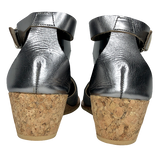 Cocobelle Grey Sedona Suede Cork Wedge Sandals - Size 7.5 / 38 - Women