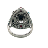 Silver and Multicolor Rhinestone Statement Ring - Size 10