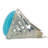 Silver Boho Ring with Light Blue Stone - Size 6.5