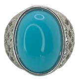 Silver Boho Ring with Light Blue Stone - Size 6.5