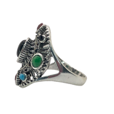 Silver and Multicolor Rhinestone Statement Ring - Size 10