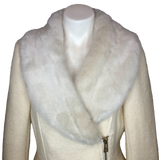INC International Concepts Cream Faux Fur Wool Coat - Size Medium