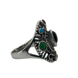 Silver and Multicolor Rhinestone Statement Ring - Size 10