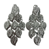 Silver Multi-Layer Leaf Dangle Clip-On Earrings