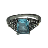 Light Blue Baguette Cut Ring - Size 6