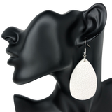 White Faux Leather Teardrop Earrings